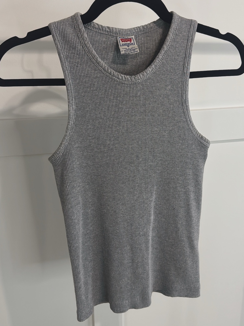 Vintage MADE IN USA Tag Levi's Women’s Ribbed Gray Tank Top 100% cotton